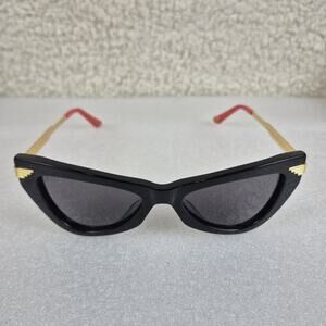 DIFF Black Widow Cat Eye Sunglasses Blk Gold Red Frames Polarized Acetate Lenses